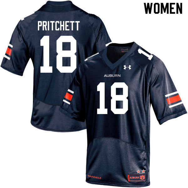 Women #18 Nehemiah Pritchett Auburn Tigers College Football Jerseys Sale-Navy